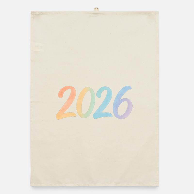 Conception des chiffres à l’aquarelle 2026 Torchon bio