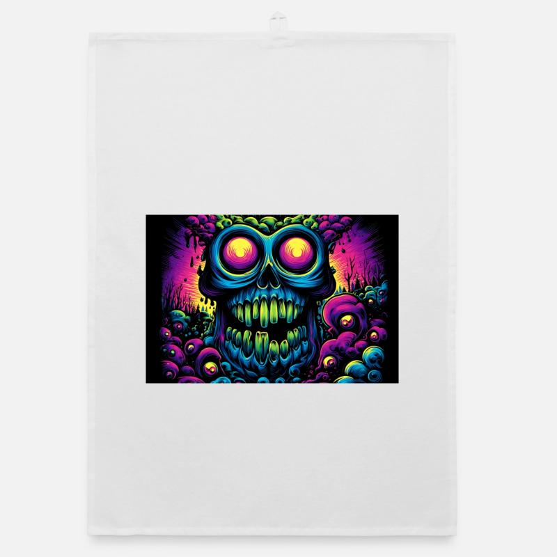 Crâne Psychédélique Éclatant Torchon bio