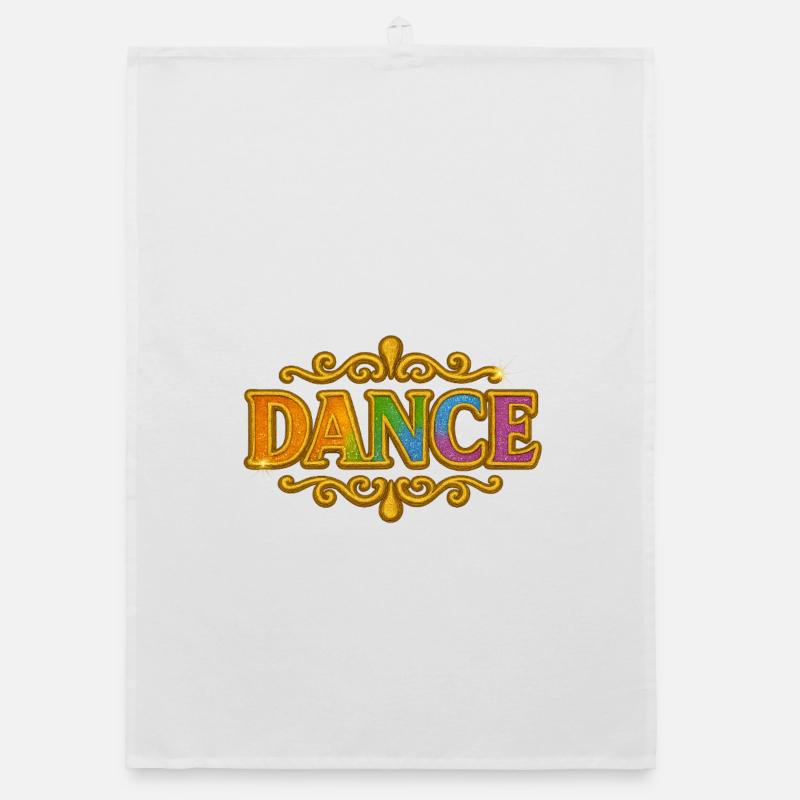 DANSE | Style de danse coloré avec des décorations dorées Torchon bio