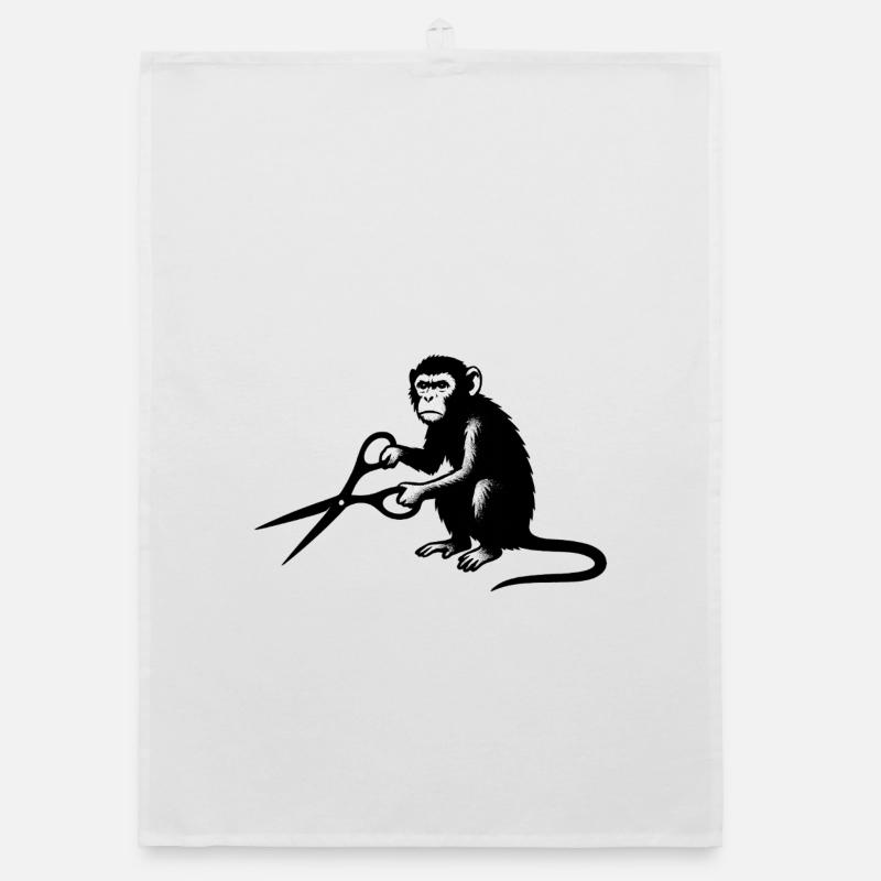 Silhouette de singe avec des ciseaux Torchon bio