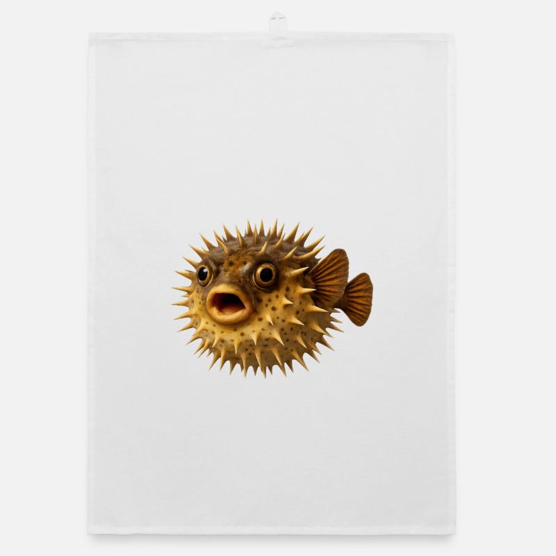 Spiny Fish Underwater Pattern Organic dish towel