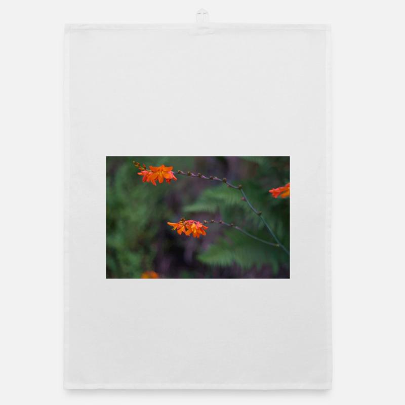Orange Bloom on Arching Stem Organic dish towel