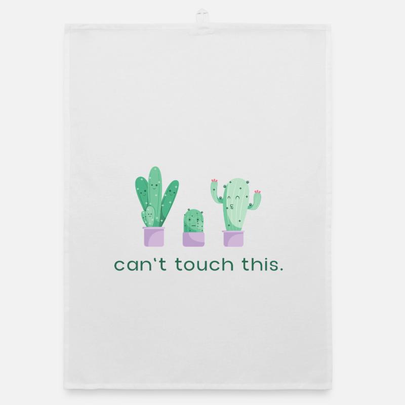 Can’t Touch This Kaktus Lustiger Spruch - Organic Geschirrtuch - Weiß
