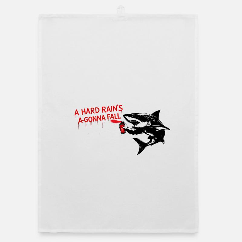Graffiti shark with red lettering Organic dish towel