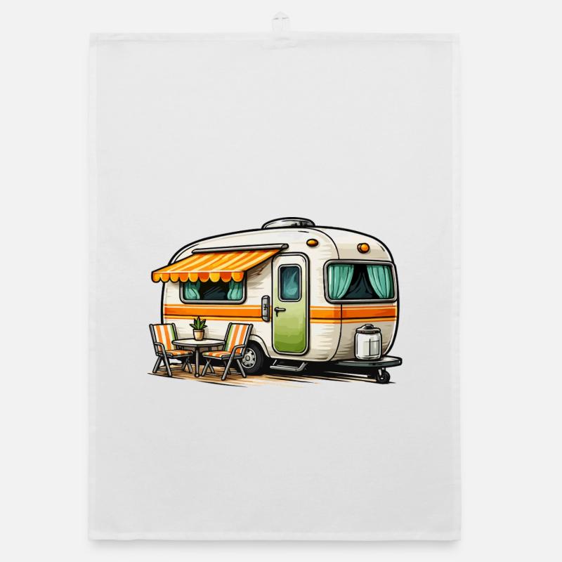 Retro caravan camping magic Organic dish towel