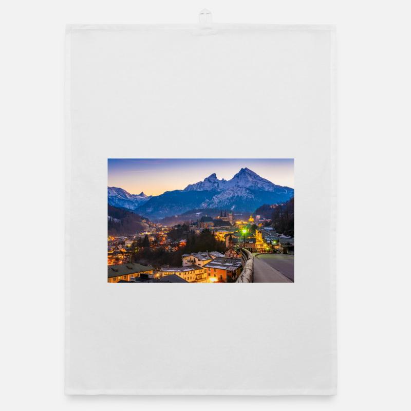 Berchtesgaden mit Watzmann - Organic Geschirrtuch - Weiß