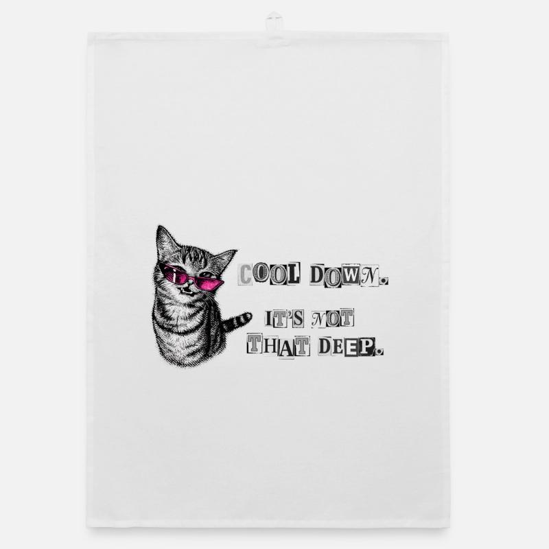 Cool Down – It's Not That Deep Cat Meme Organic dish towel