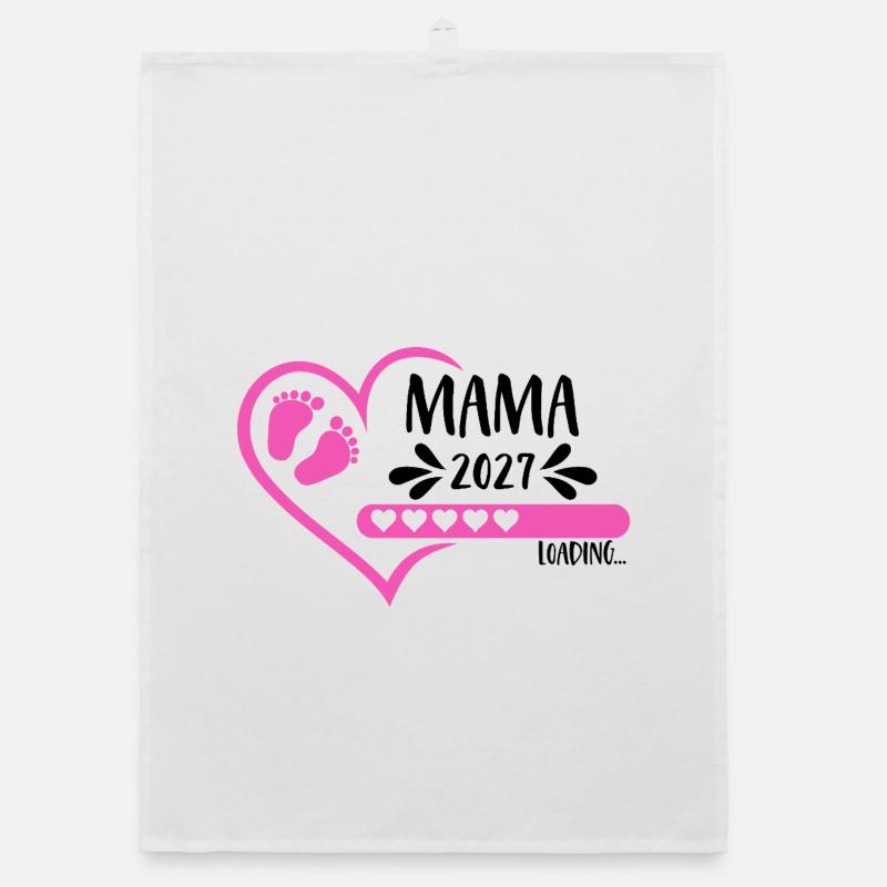 Mama 2027 loading Herz Version Mädchen pink Organic Geschirrtuch