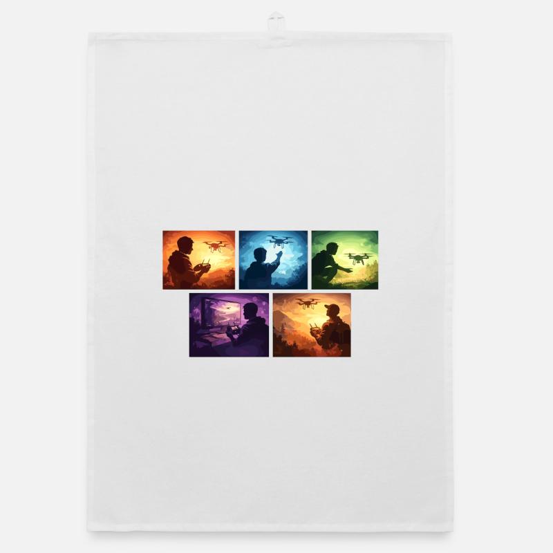 Drone Sunset Collage Organic dish towel