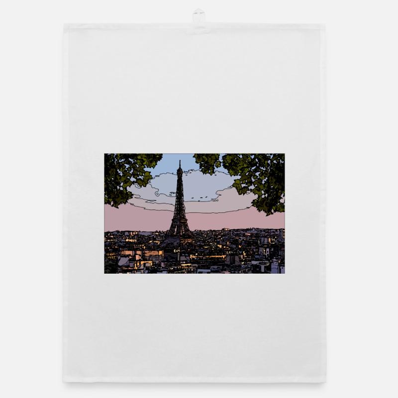 Paris Evening atmosphere at the Eiffel Tower Organic dish towel
