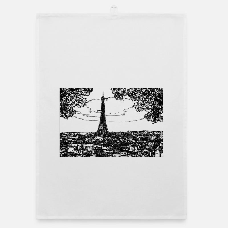 Eiffel Tower Line Drawing Organic dish towel