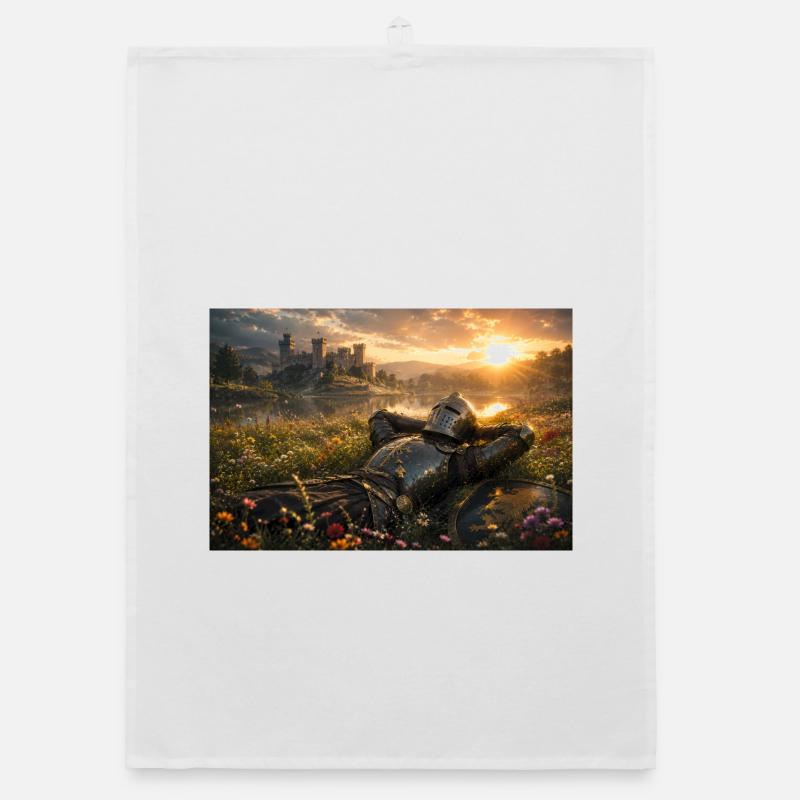 Sonnenuntergangsritter bei Castle Field Organic Geschirrtuch