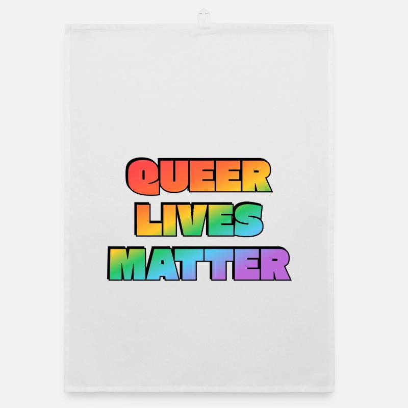 Queer Lives Matter Rainbow Organic dish towel