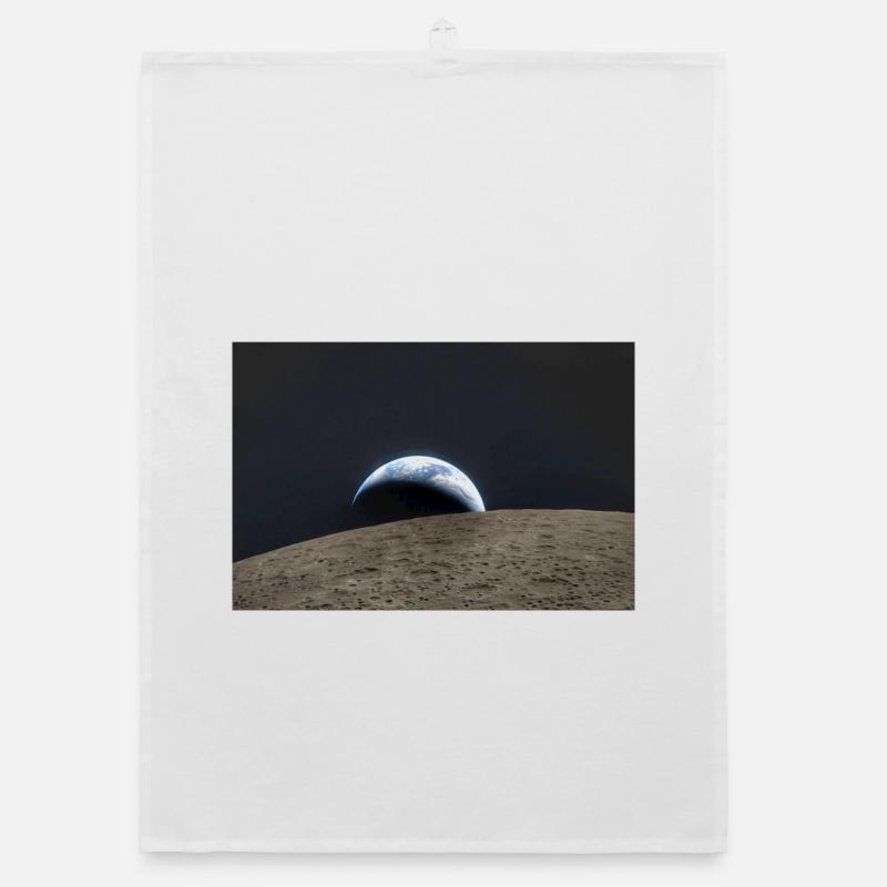 Earth over lunar surface Organic dish towel