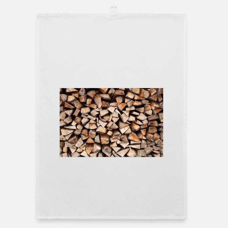 Affiche rustique de bois de chauffage en pile de bois Torchon bio