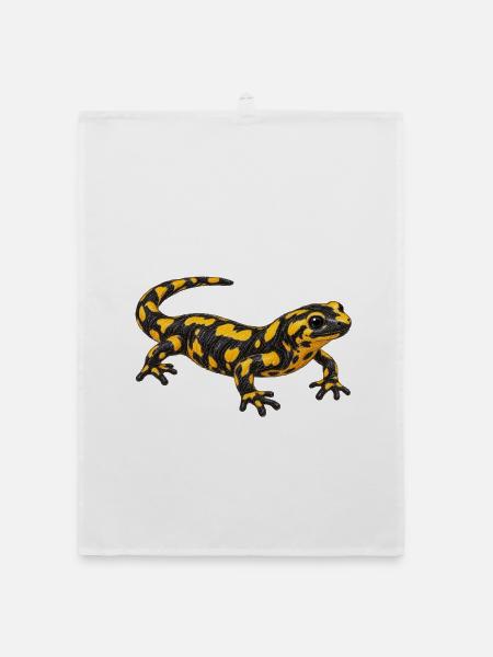Feuersalamander - Organic Geschirrtuch - Weiß