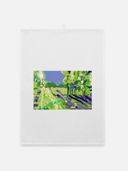 Impressionistische Sonnenlandschaft - Organic Geschirrtuch - Weiß - Vorne