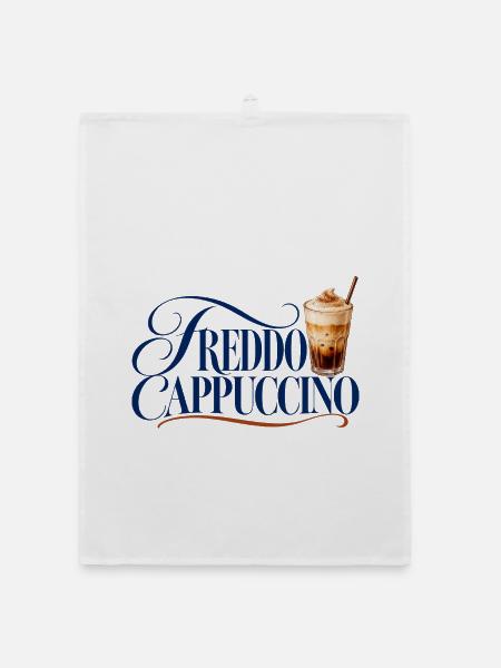 Freddo Cappuccino Schrift mit Eiskaffee - Organic Geschirrtuch - Weiß
