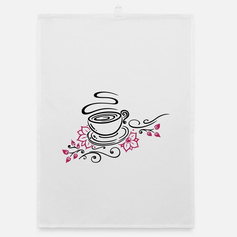 Tee, Teetasse, tea time, Kirschblüten - Organic Geschirrtuch - Weiß