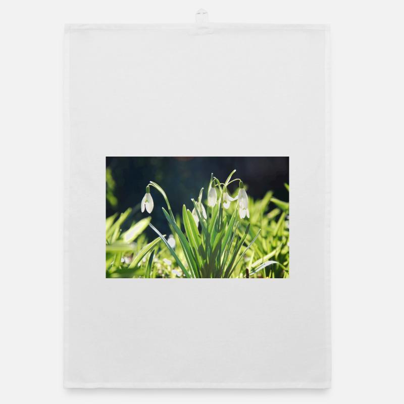 Snowdrop Spring Bloom Design Organic dish towel