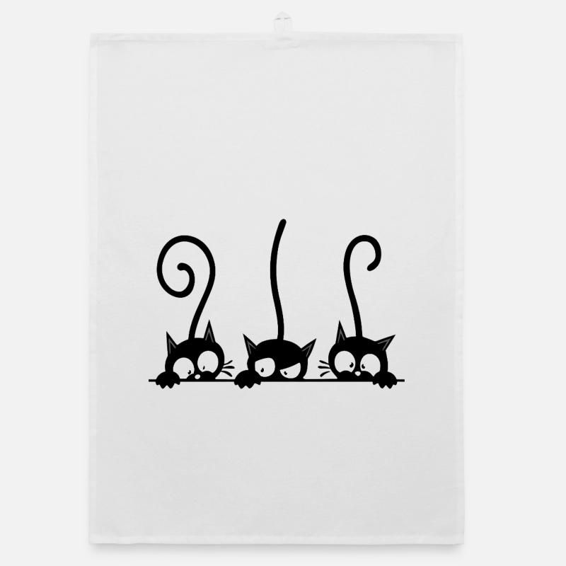Drei neugierige schwarze Katzen Organic Geschirrtuch