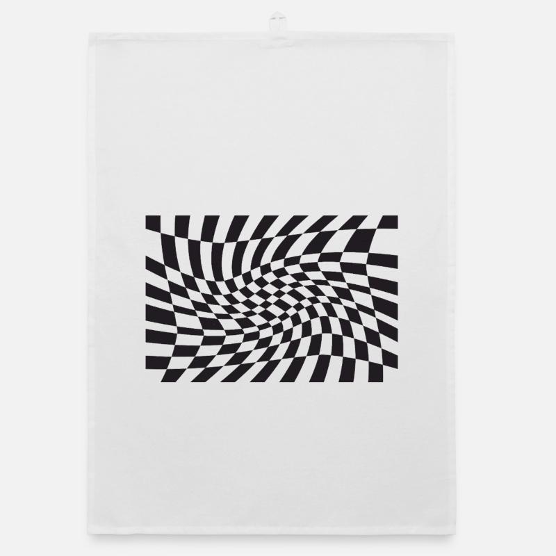 Warped Checker Optical Spiral Organic dish towel