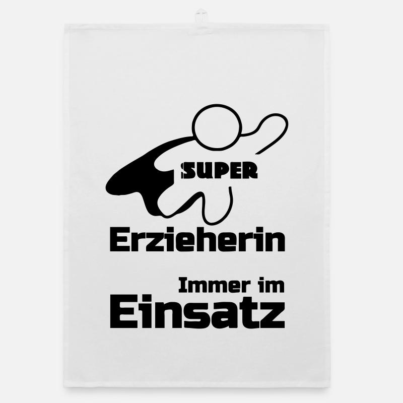 Super Erzieherin Geschenk - Organic Geschirrtuch - Weiß