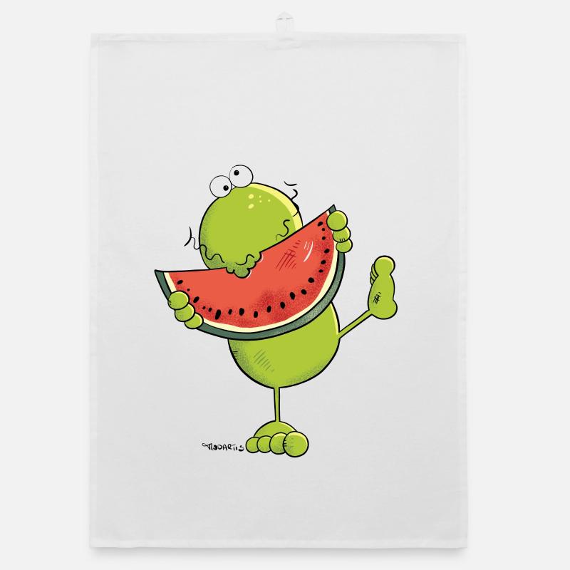 Frosch mit Melone Organic Geschirrtuch