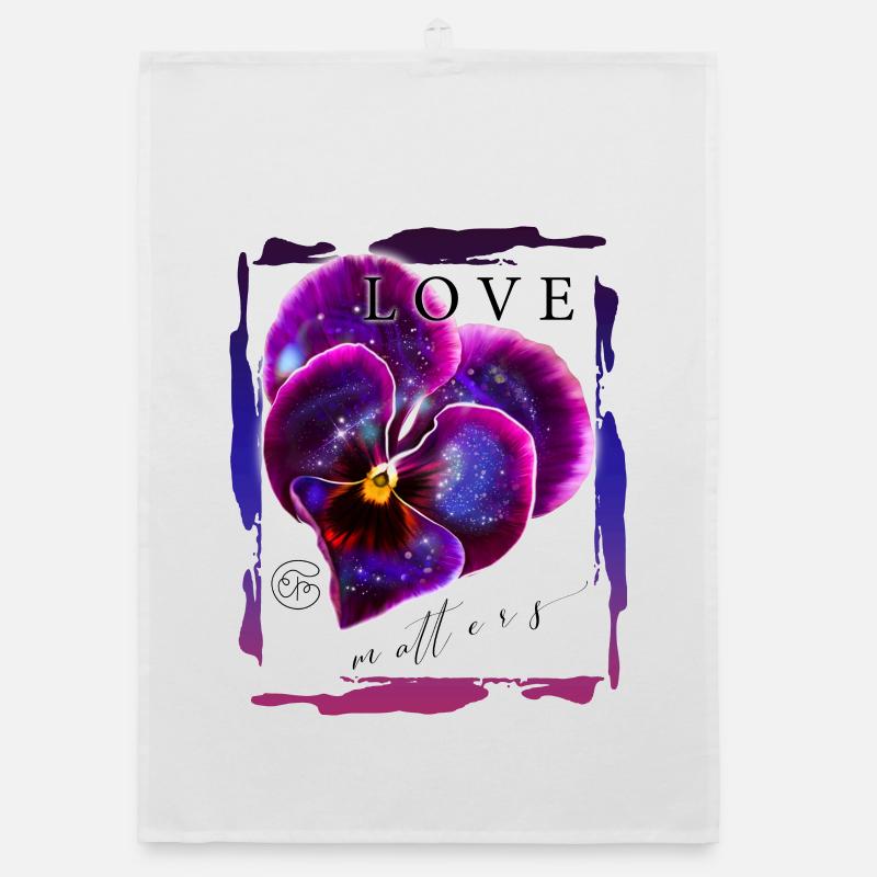Violet with galaxy for romantics Valentine's day Organic dish towel