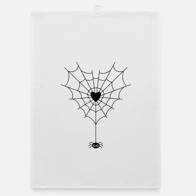 Spinne im Spinnennetz - Organic Geschirrtuch - Weiß