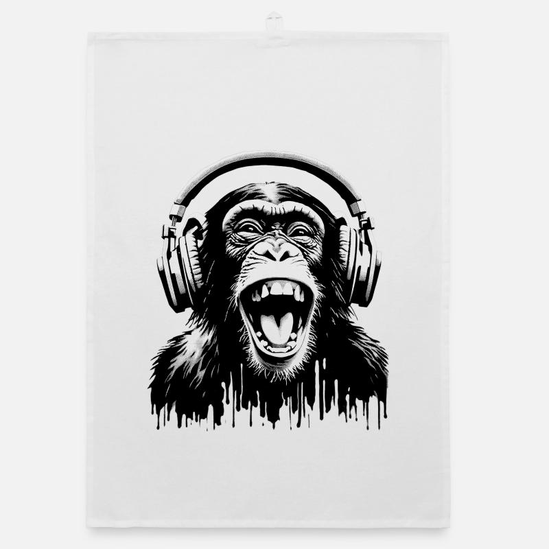 Musique Monkey World 🎧 Monkey avec casque Torchon bio