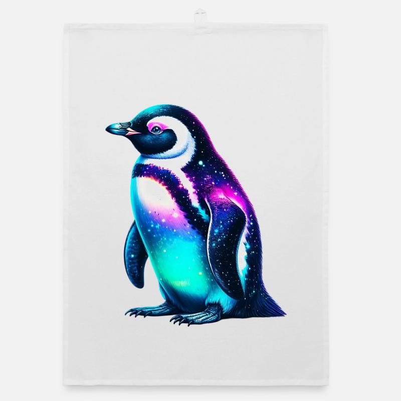 Aurora Borealis Penguin Organic dish towel