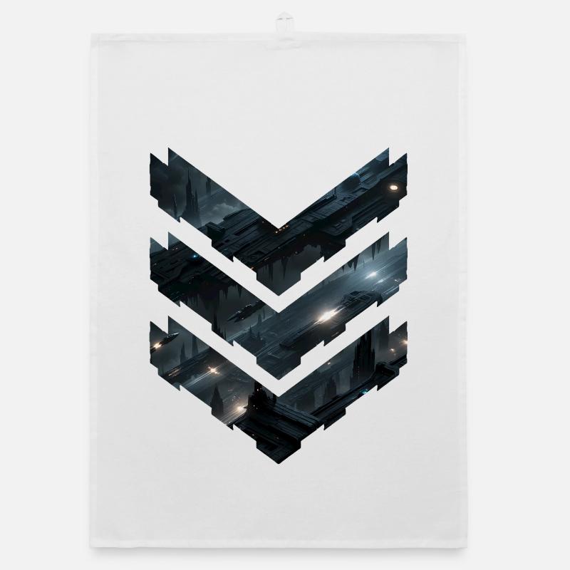 Couches de stations spatiales de science-fiction futuriste – Dark City - Torchon bio - blanc