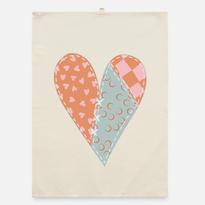 Patchwork Heart No8 Organic dish towel