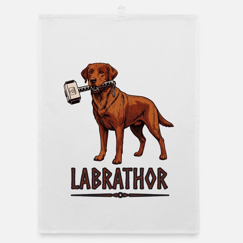 Labrador avec un marteau - Labrathor Torchon bio