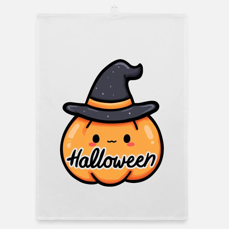 Kürbis, Halloween-Party, Süßigkeiten oder ein Zauberspruch Organic Geschirrtuch