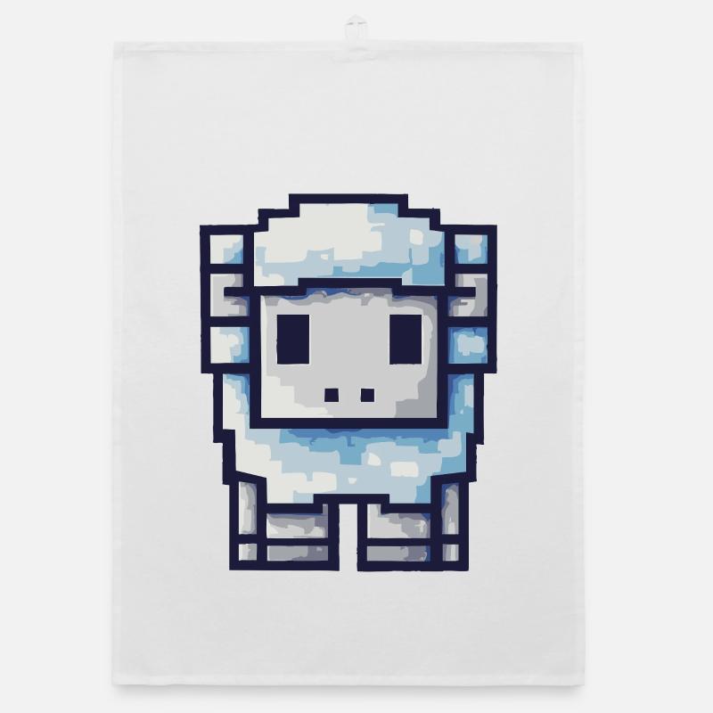 Pixel Sheep - Design rétro mignon Torchon bio