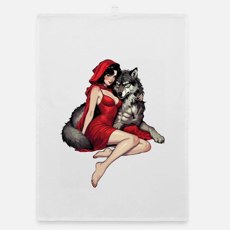 Rotkäppchen mit dem bösen Wolf Organic Geschirrtuch
