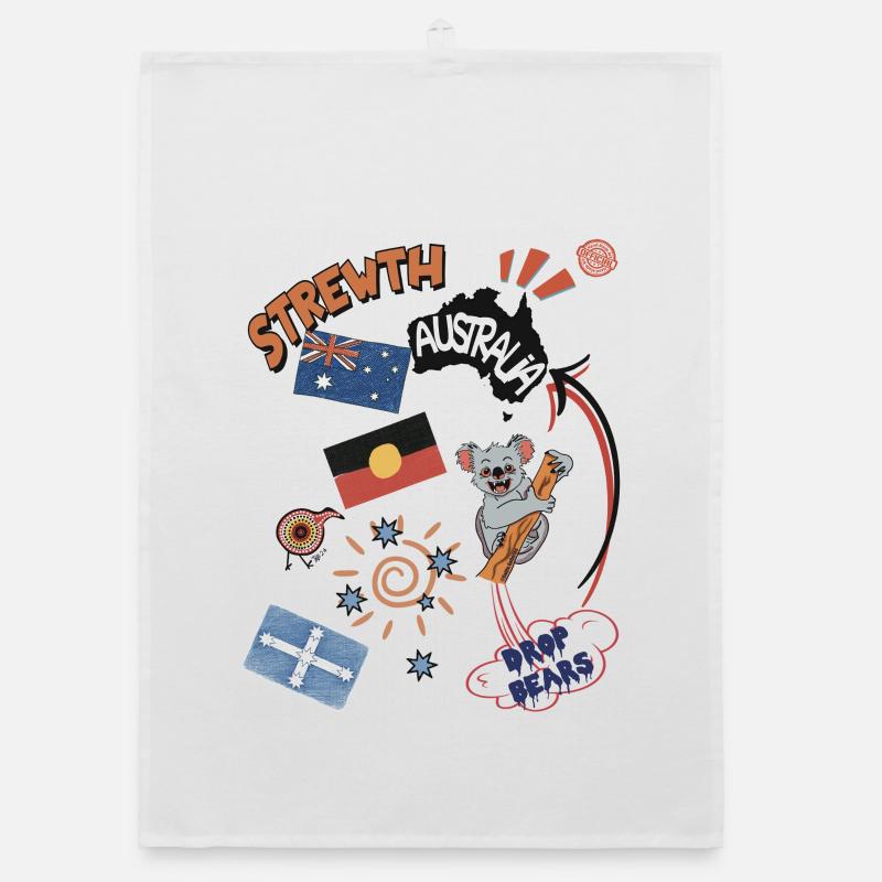 Collage australien Strewth & Drop bears Torchon bio