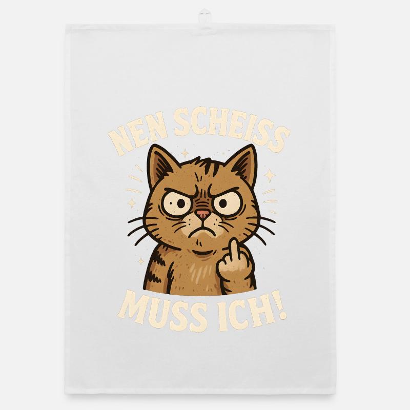 Nen Scheiss Muss Ich Katze Organic Geschirrtuch