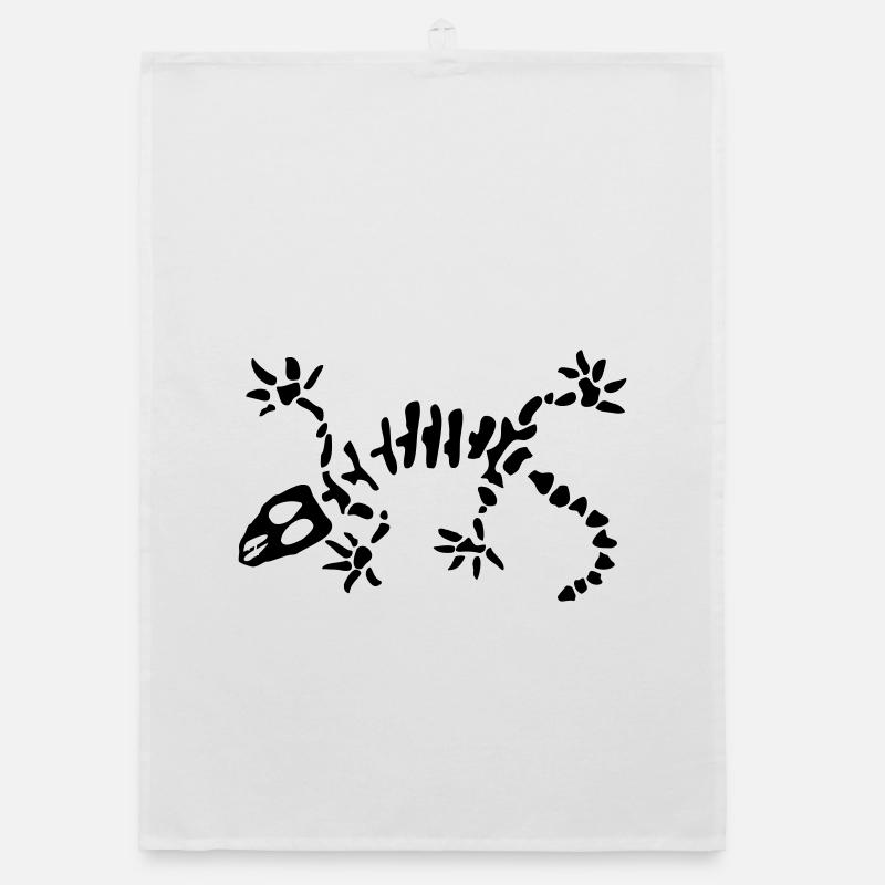 Gecko Skelett Design | Reptil Shirt Geschenkidee - Organic Geschirrtuch - Weiß