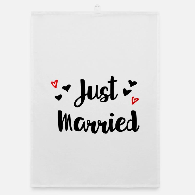 Just married Herzchen Geschenkidee Organic Geschirrtuch