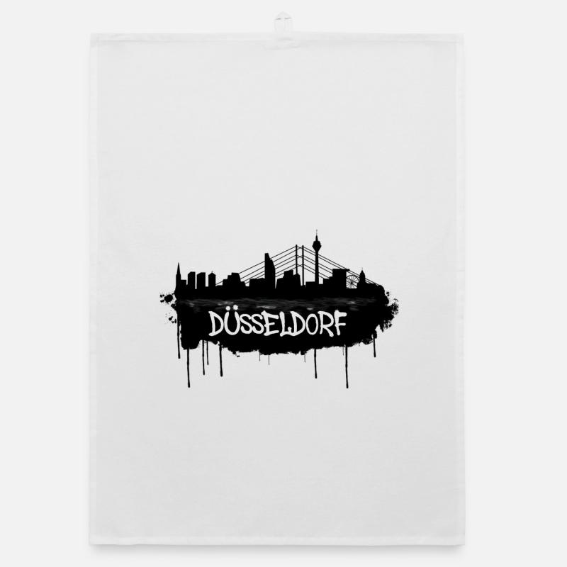 Dusseldorf Graffiti Skyline Organic dish towel