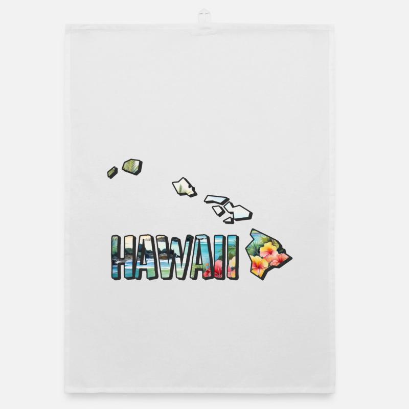 Carte à l’aquarelle d’Hawaï Torchon bio