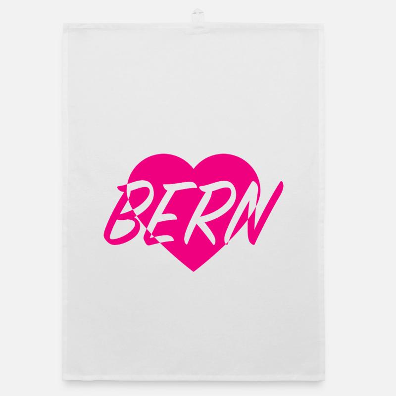 I LOVE BERN Heart Pattern Organic dish towel