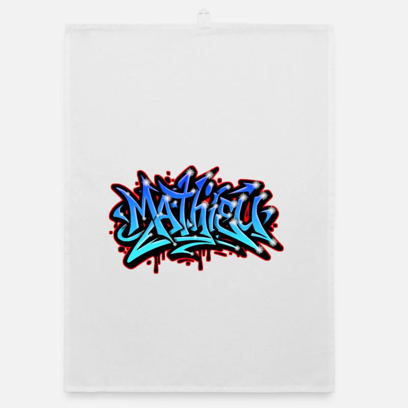 Mathieu Graffiti Neon Druckbar auf Textil Organic Geschirrtuch