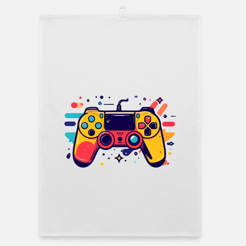 Colored Game Controller Gaming Pop Art Motif Organic dish towel