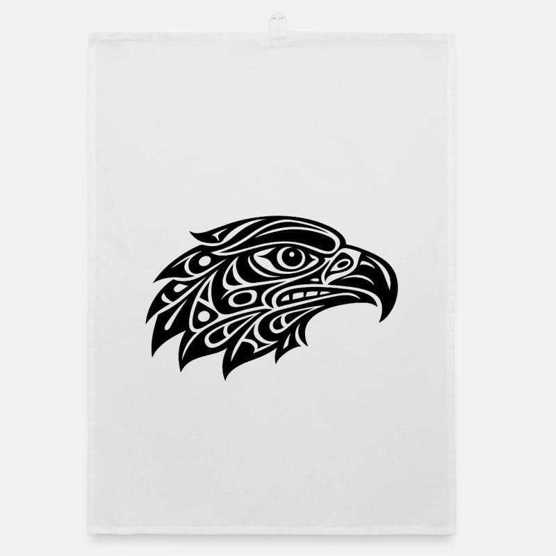 Tribal Eagle Head – Powerful Black & White Design Organic dish towel