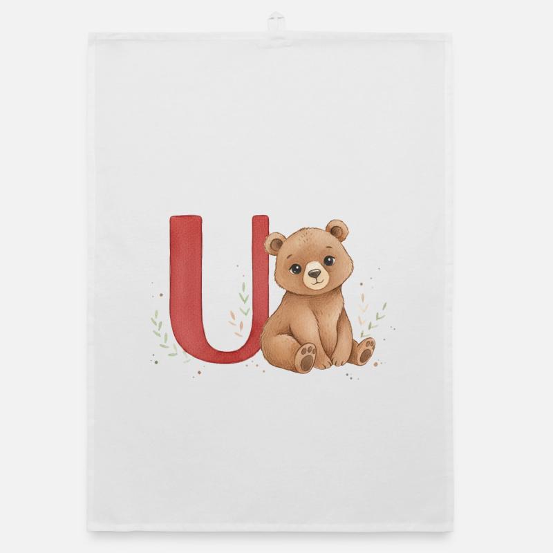 Bear with letter U Organic dish towel