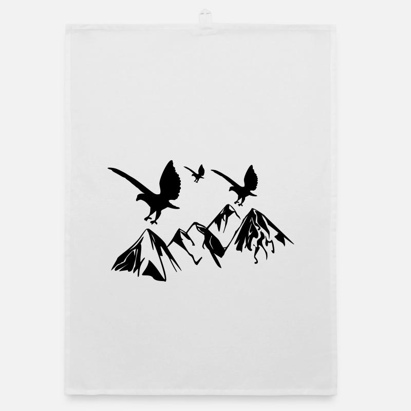 Birds fly over mountains Organic dish towel